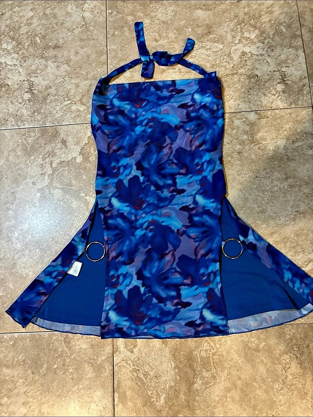 Outcast Abstract Blue & Purple mini dress Size extra small-small  Like New